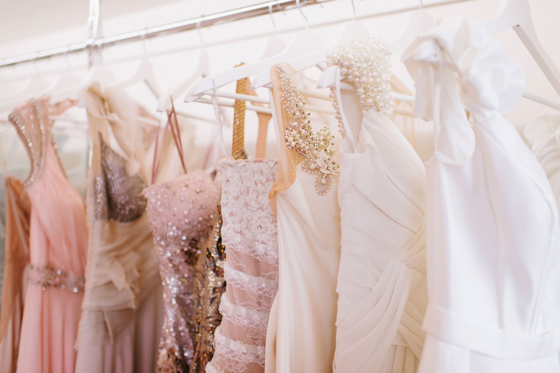 Bridal gowns displayed in the Tanaechi boutique