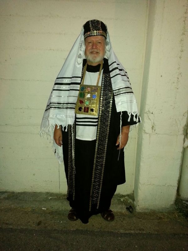 Man wearing traditional Jewish prayer shawl